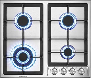 GASLAND GH60SF - Cocina de gas integrada de 60 cm, 4 quemadores de acero inoxidable con protección contra fallos de llama, convertible, NG/LPG, 8000 W