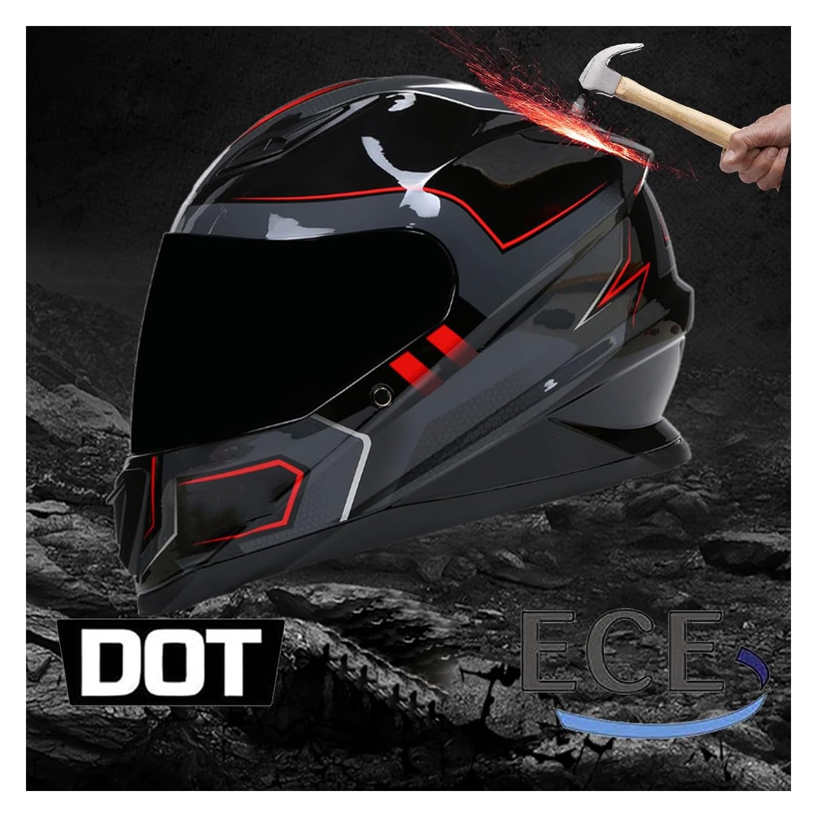 Casco Moto Integrale, Casco Moto per Uomo E Donna Casco Integrale Omologato DOT/ECE, Casco Moto da Strada con Visiera Casco Moto