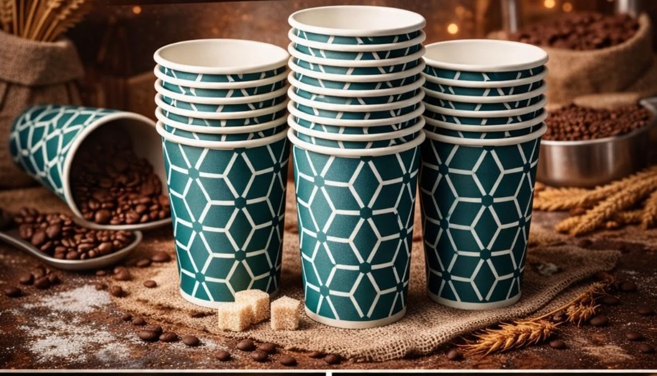 Caramont,7 Oz 1000 Vasos, Agitadores de Madera,Ecológico y Desechable,Resistente al Calor, para Bebida Fría y Caliente, Ideal para Café,Té,Cumpleaños, etc