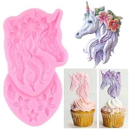 QDMOLDS Unicorn Silicone Fondant Mold for Sugar Craft Cake Decorating Cupcake Topper Candy Chocolate Polymer Clay Gum Paste
