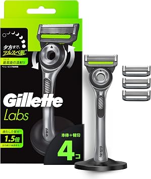 Gillette   Shaving Unit with Replacement Blades 4pcs, Stand Included, Razor, Mens, Deep Shaving, Lab Exclusive