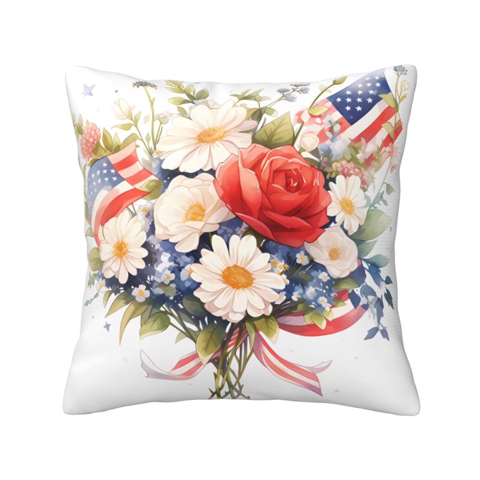 SXZVVBN Flags and FlowersDecorative Square Sofa Cushion Covers