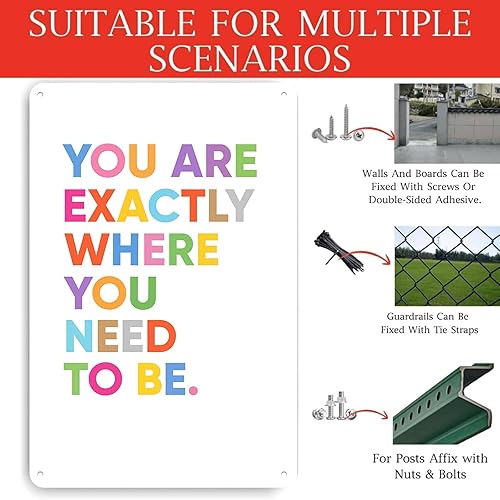 Miniatura 3 de Letreros de metal con texto en inglés You Are Exactly Where You Need To Be, decoración de The Space You Can Think Of para sala de estar, dormitorio,
