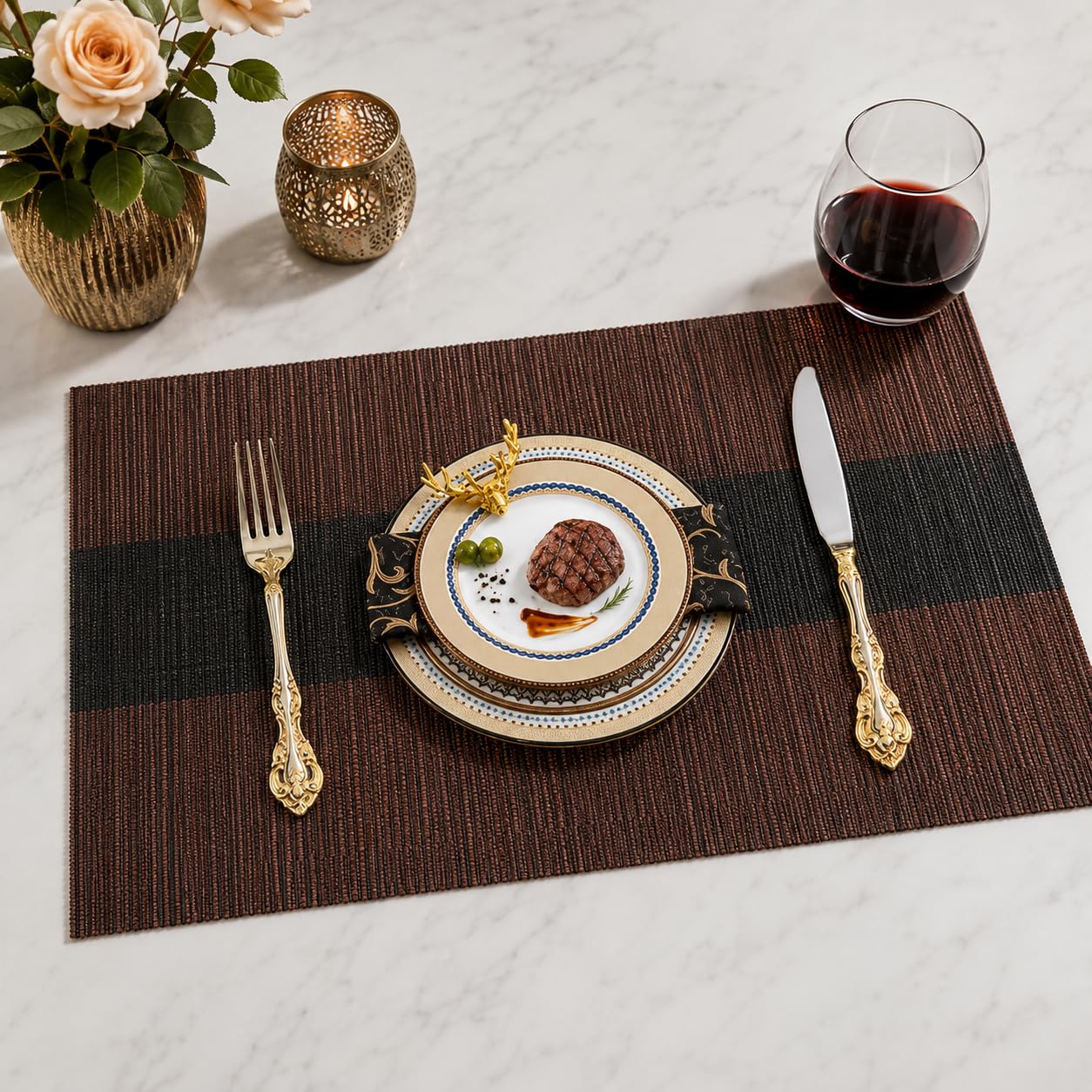 OXSAM Placemats, Heat Insulation Non-Slip Vinyl mats, Stain-Resistant Tablemats for Home and café Dining Table Décor (Taupe Brown, Pack of 6) — Amazon image 17