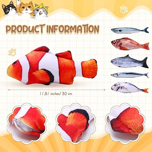 Miniatura 9 de Barydat 6 almohadas de peluche de peces de 12 pulgadas, almohada suave para peces de peluche, animales de peluche realistas, juguete de carpa de