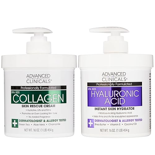 Advanced Clinicals Crema de colágeno loción de ácido hialurónico crema hidratante para el cuidado de la piel y el cuerpo Loción de colágeno