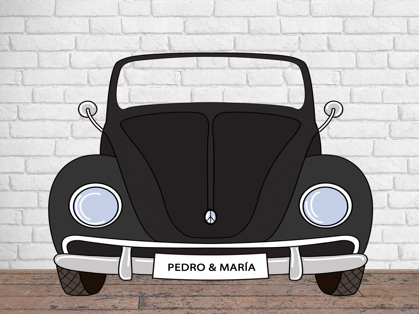 Photocall Personalizado para Bodas en Cartón Coche Negro 200x150cm | Photocall Personalizado Coche Negro | Photocall Personalizado Económico y Original | Photocall Personalizado Troquelado