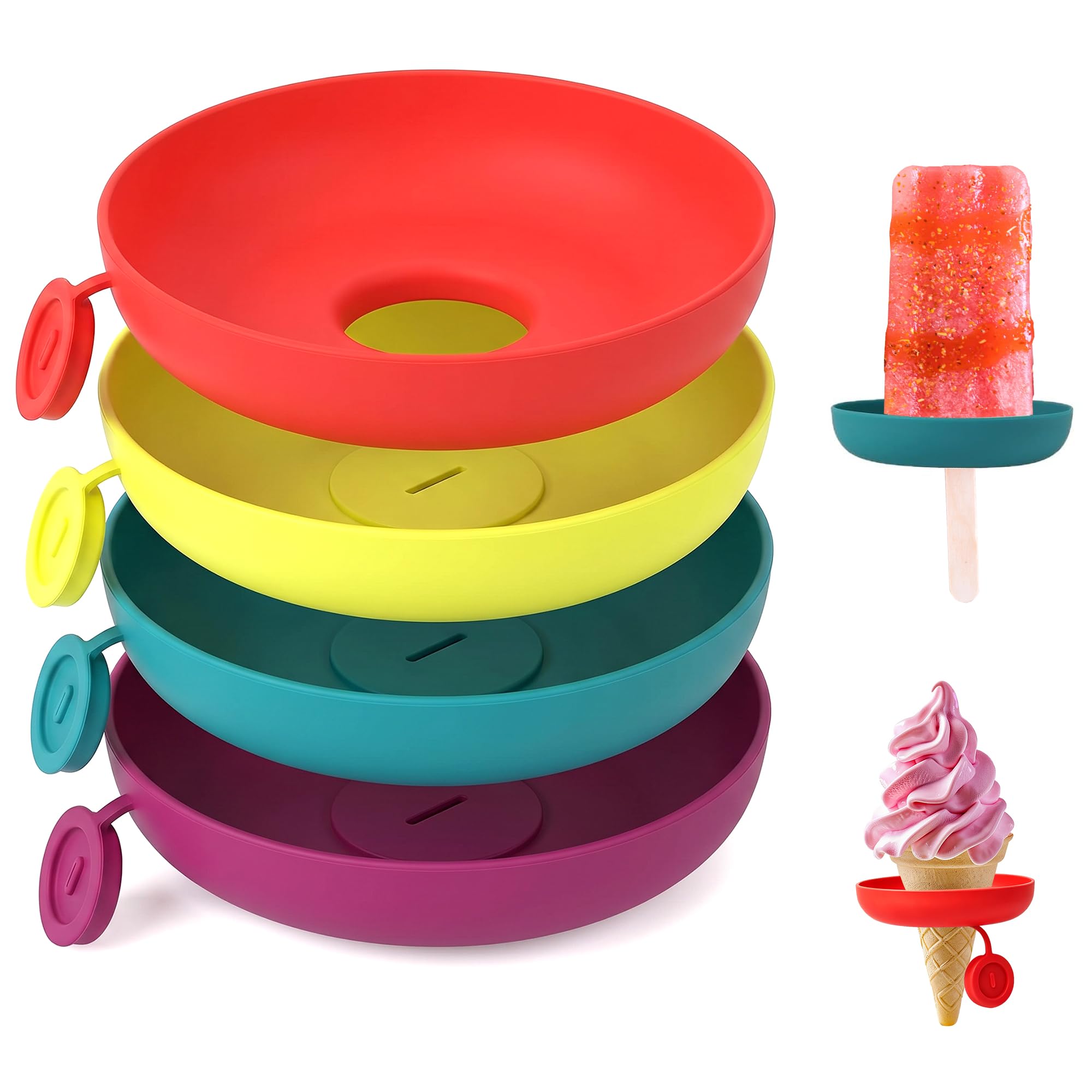 4PCS Silicone Popsicle Holder, Reusable Drip Catcher Holder