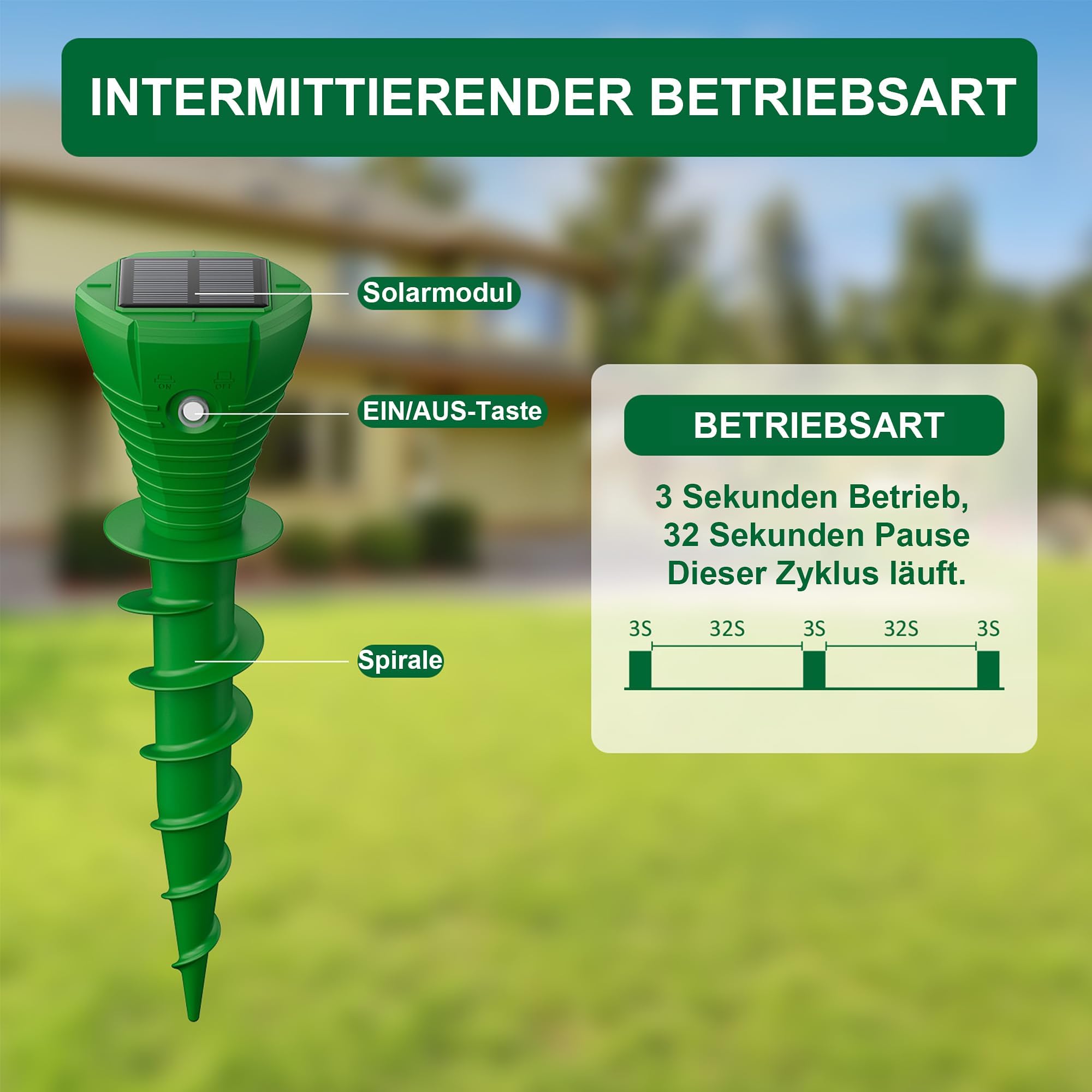 4 Stück Solar Maulwurf Vertreiber, Ultraschall Wühlmaus Vertreiben Testsieger, IP65 Wasserdicht Wühlmausschreck, Haustierfreundlich gegen Maulwürfe, Wühlmäuse & Gartennagetiere