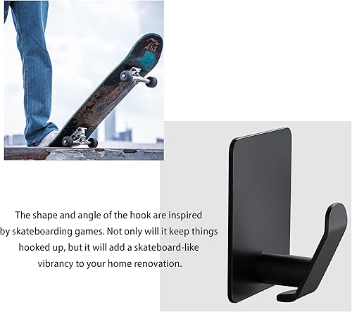 Miniatura 3 de Taozun Ganchos adhesivos  Ganchos negros para toallas, paquete de 4 ganchos de pared de acero inoxidable, resistentes al óxido y al aceite para