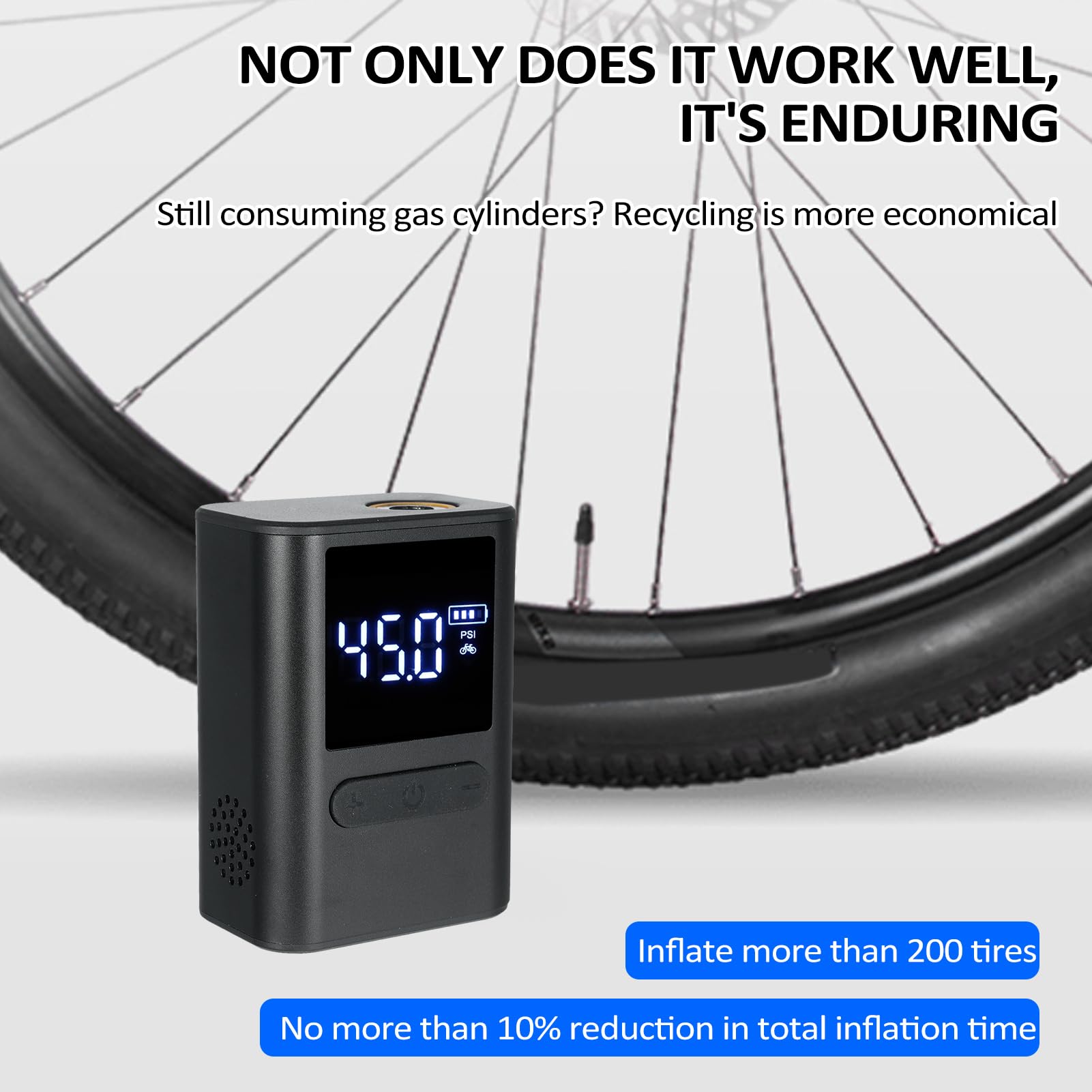 HUIOP Pompka rowerowa Elektryczna pompka rowerowa Przenośna pompka do opon Rowerowa pompa powietrza Wysokie ciśnienie 100 PSI 1000 mAh Mini pompa rowerowa Coc