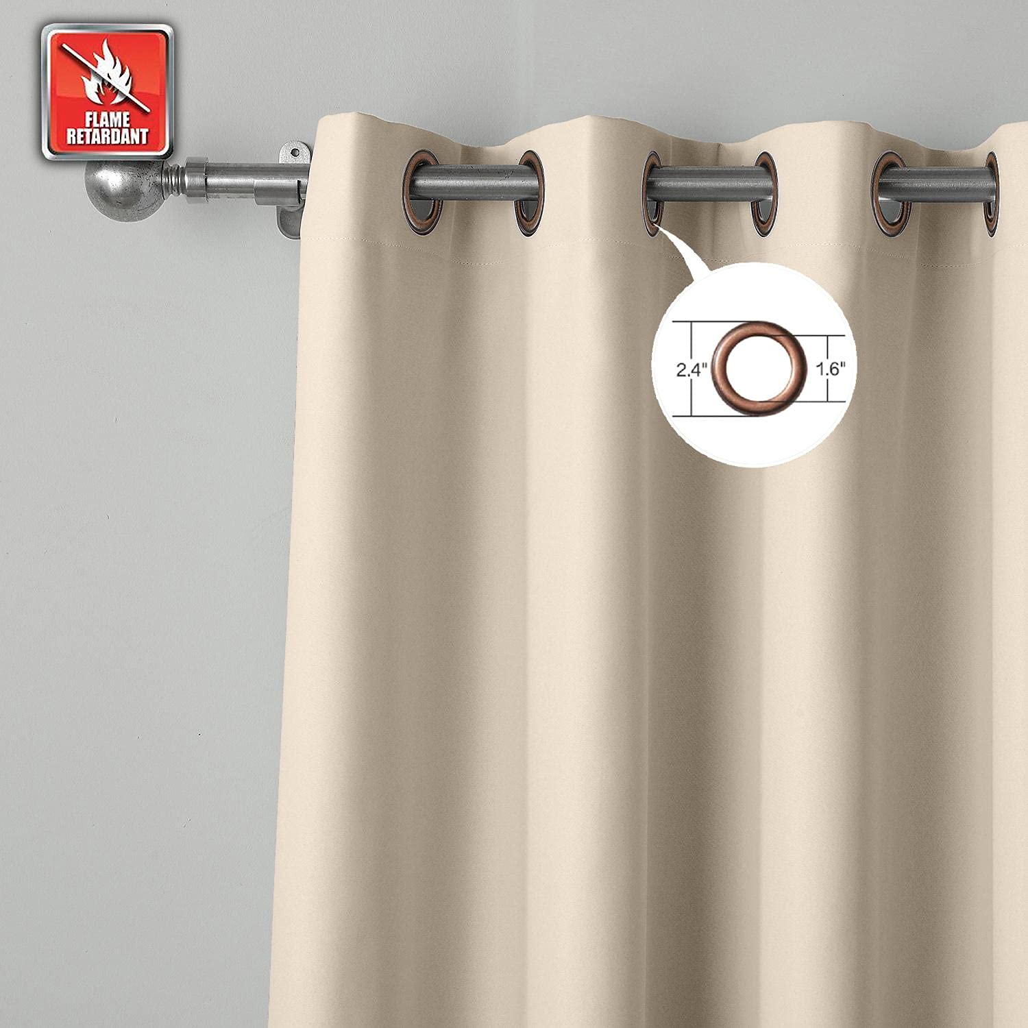 Pannello oscurante isolante termico ignifugo, 254 cm di larghezza x 259 cm di lunghezza, design con occhielli per casa, ufficio, hotel, scuola, cinema, ospedale, ignifugo, ad alta efficienza