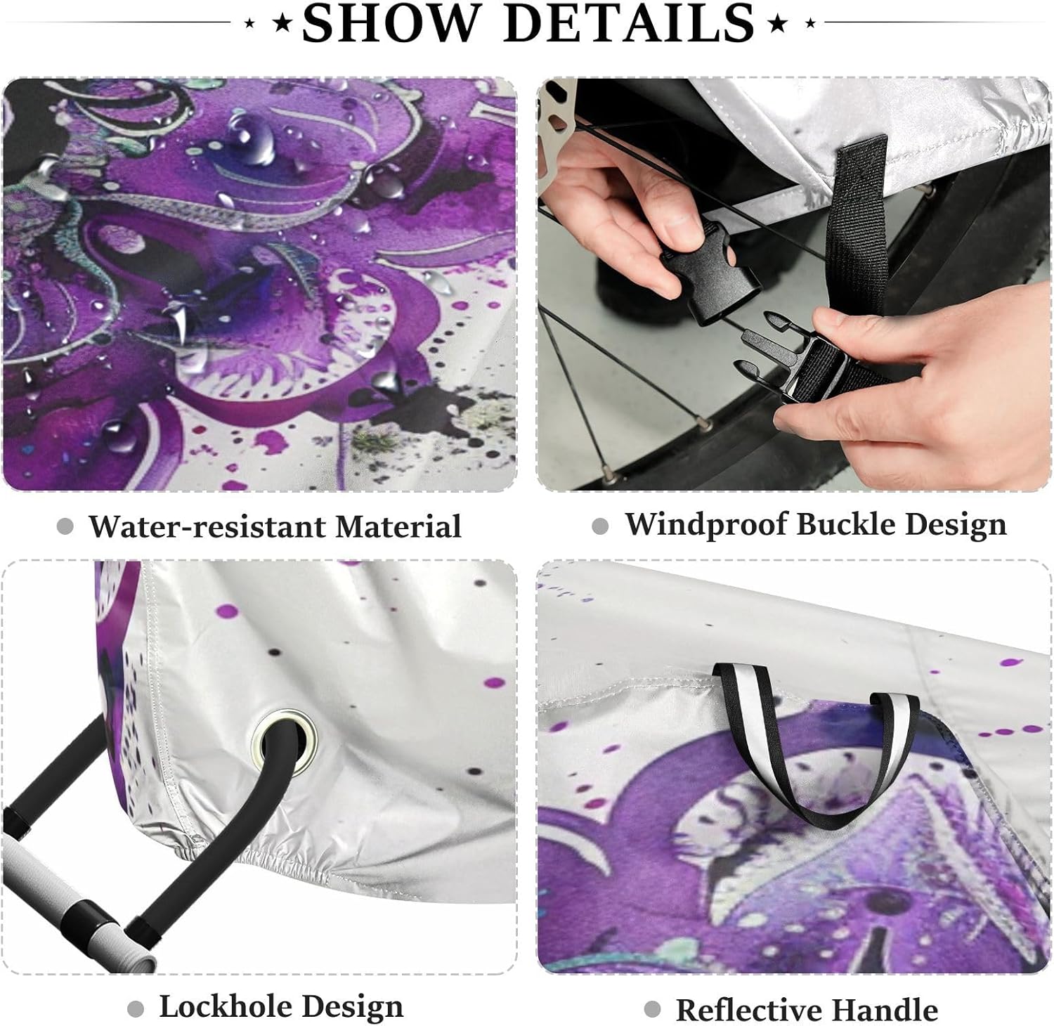 ALAZA Purple Mandala Watercolor Bike Cover Waterproof Outdoor Ebike Bicycle Covers Tarp Protection for 1/2 Bikes, Sun UV Dust Wind Proof