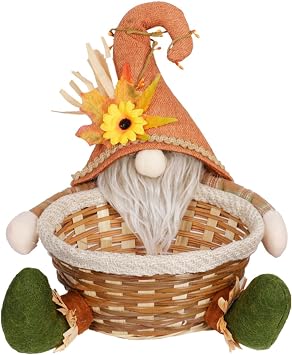 Scarecrows Candy Basket Hand-Made Fall Scarecrow Doll Woven Basket