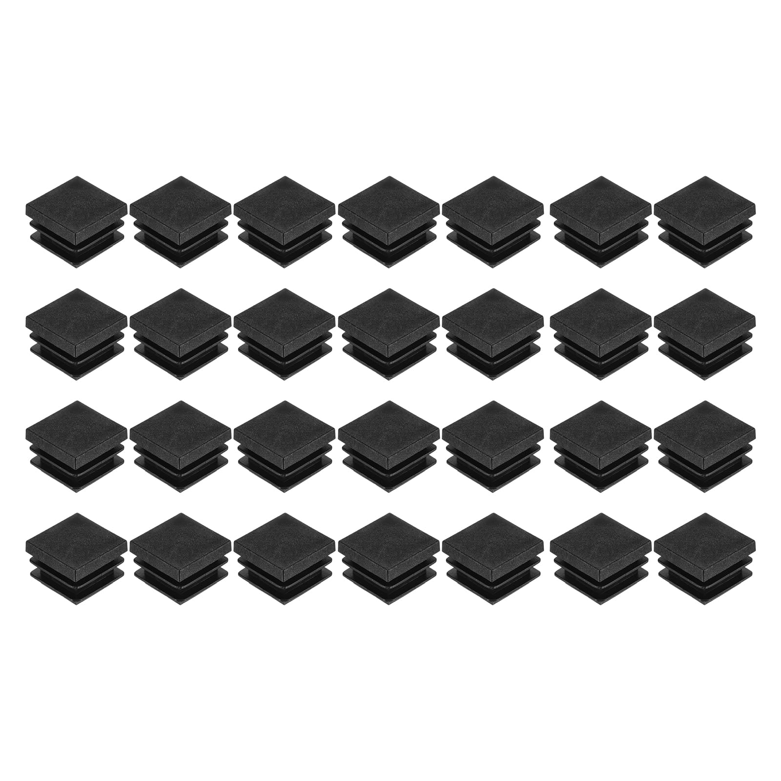 uxcell 38Pcs Square Plastic Plugs, 22 x 22mm/0.87 x 0.87inch PE Pipe Tubing End Caps for 17-20mm/0.67-0.79inch Square Tube Furniture Chair Leg, Black