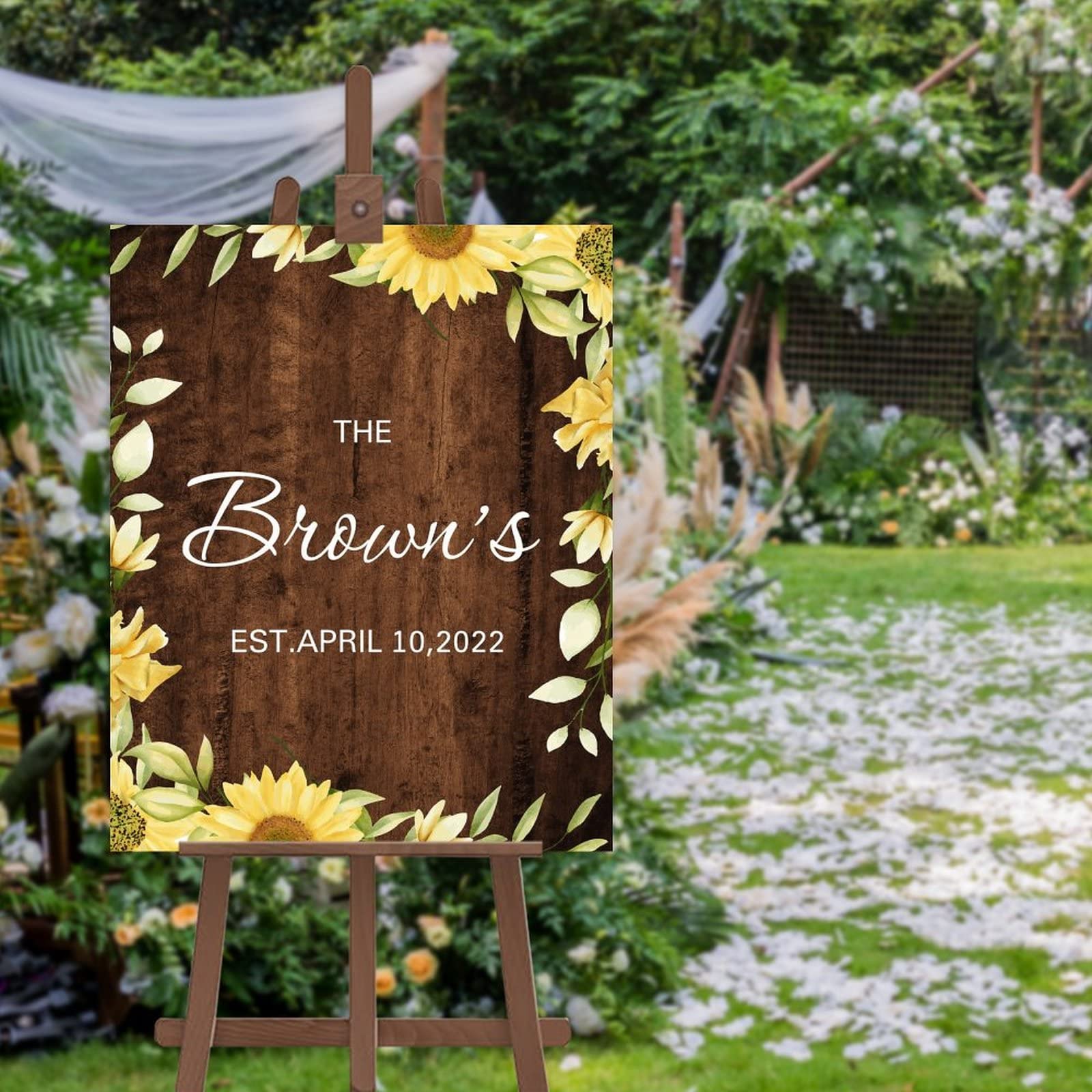 Panneau de bienvenue en bois rustique de mariage personnalisable aux finitions soignées