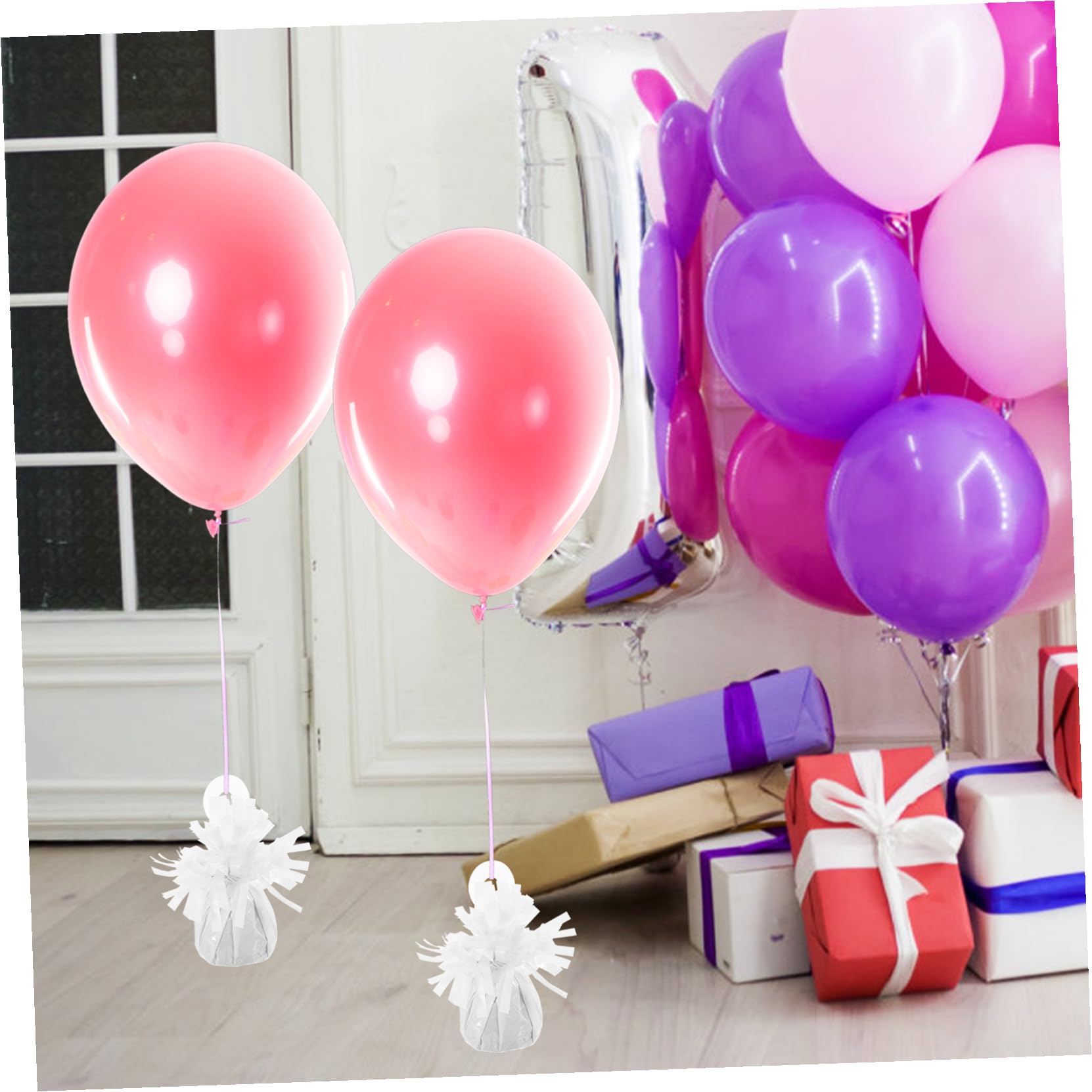 Pesi Palloncini 6 Pezzi in Pvc e Cemento per Eventi | Riutilizzabili, per Palloncini a Elio e Normali, Accessorio Decorativo per Feste e Festività