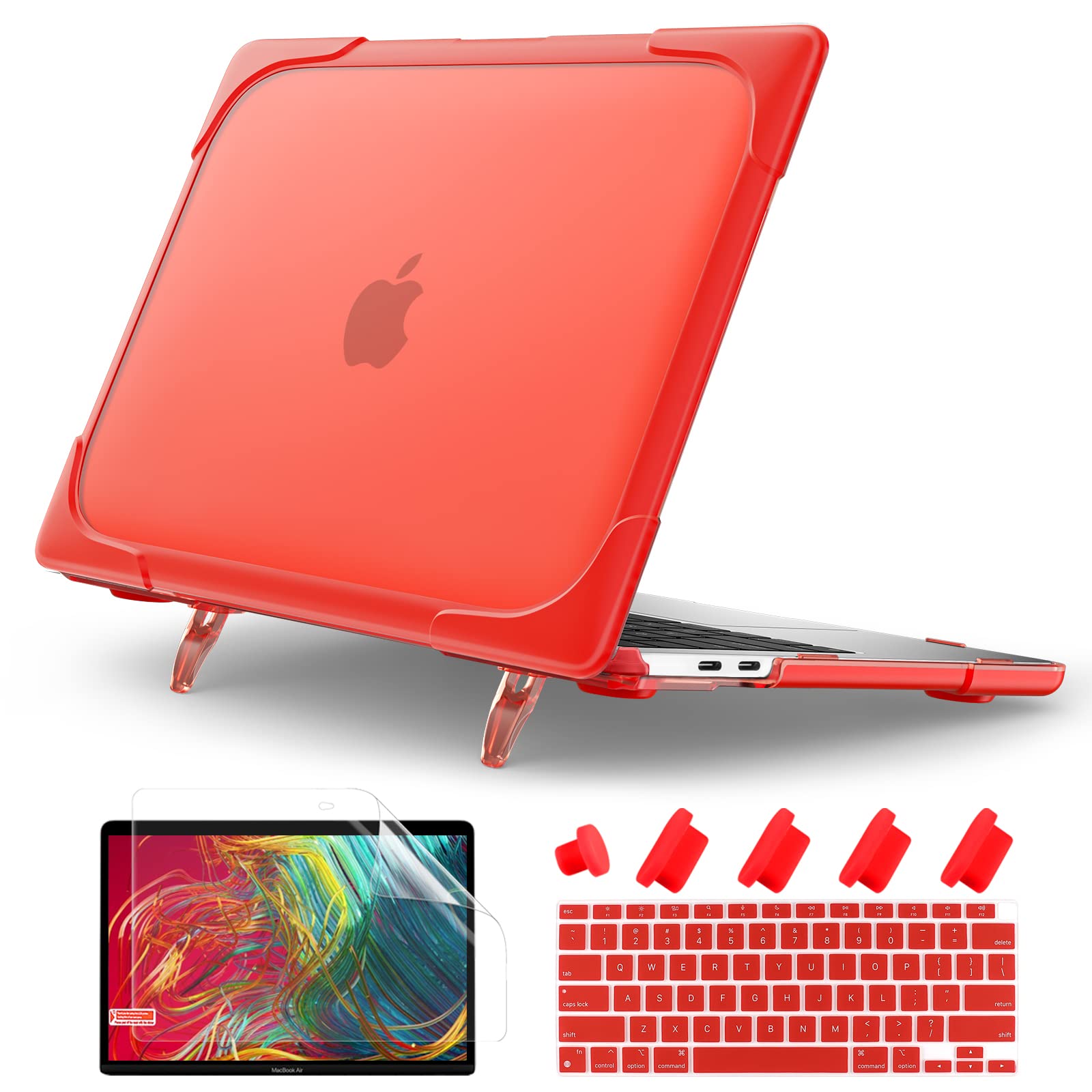 Batianda Heavy Duty Case for MacBook Air 13 inch 2020 A2179 A1932 A2337 M1 Chip with Touch ID, Ergonomic Foldable Kickstand (Holds 22lbs) Matte