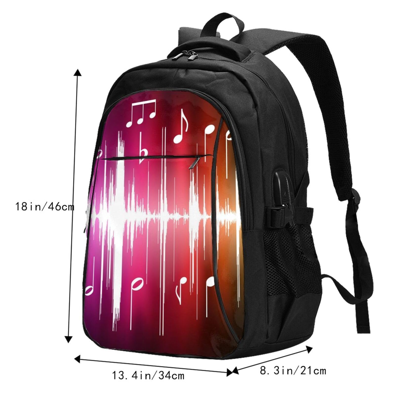 InOmak Musiknoten gedruckt, Reiserucksack, Freizeitrucksack, Schulrucksack, Laptop-Rucksack für Damen und Herren