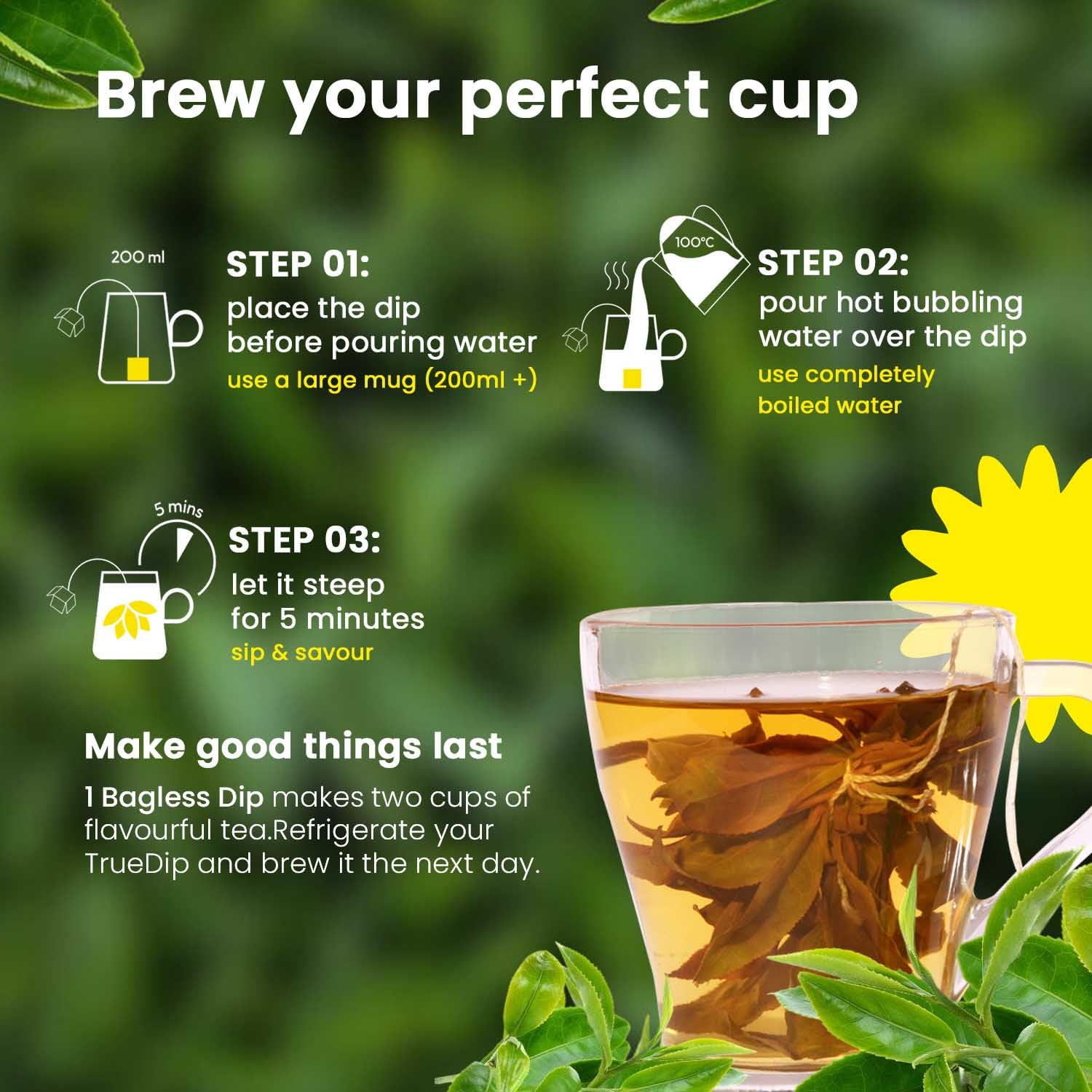 Woolah Rare Assam White Tea, Organic BAGLESS Tea Dip (15 Dips /30 Cups) 100% PLASTIC FREE, Natural Whole Leaf, High EGCG anti-oxidants, BOOST METABOLISM, Improves SKIN HEALTH & Good for Heart. - Image 5 thumbnail