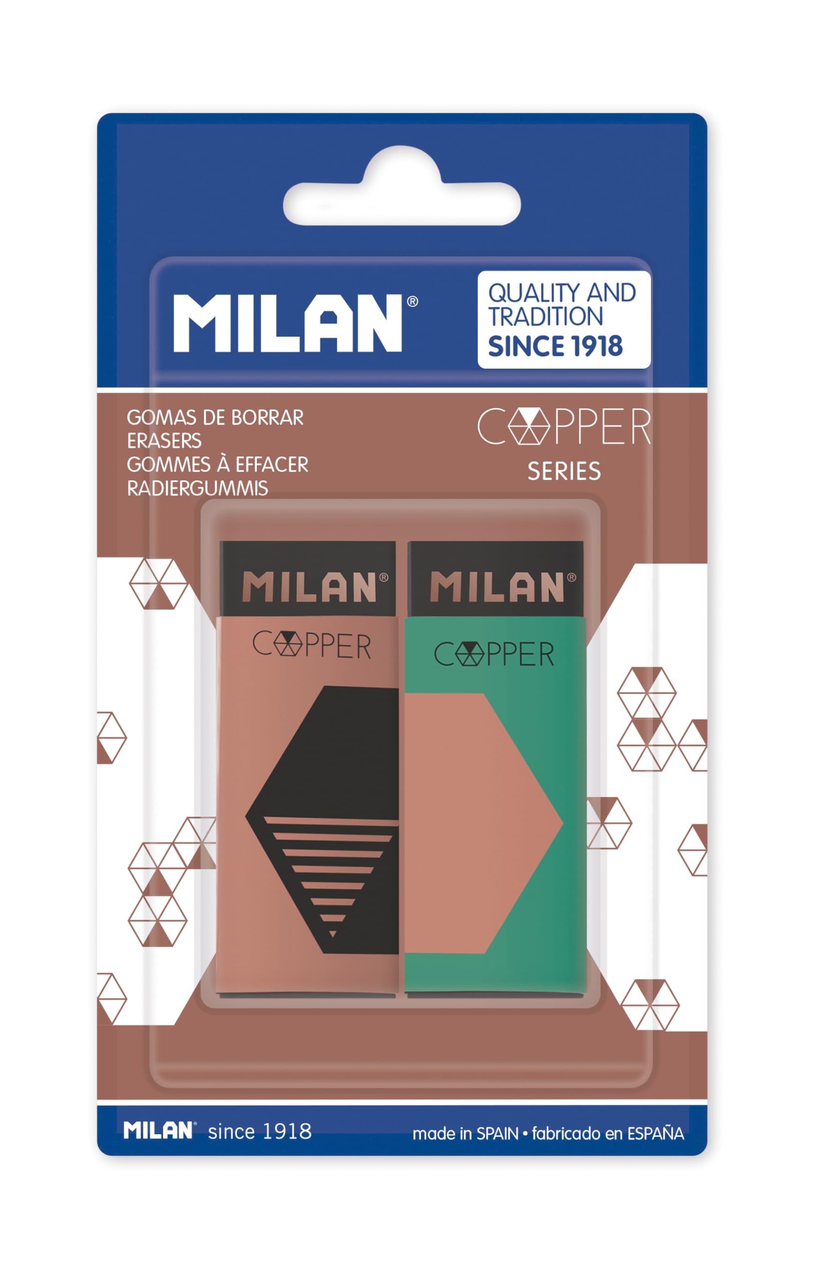 Blíster 2 gomas de borrar nata 320 negra serie Copper MILAN, BPM10484