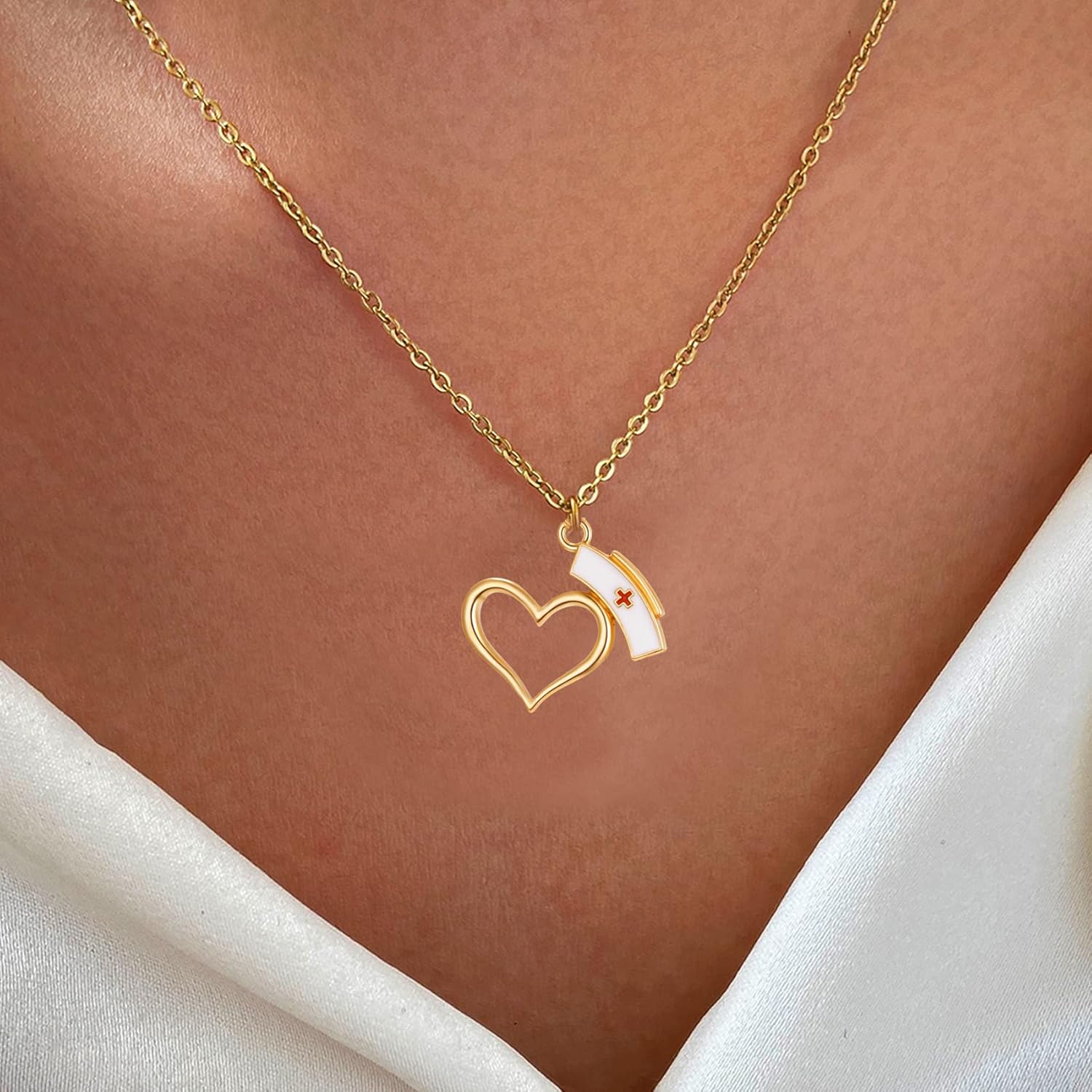 Miniatura 4 de Long tiantian Collar de enfermera para mujer, regalo de enfermera, collar de estetoscopio, collar con colgante de corazón para médicos y enfermeras
