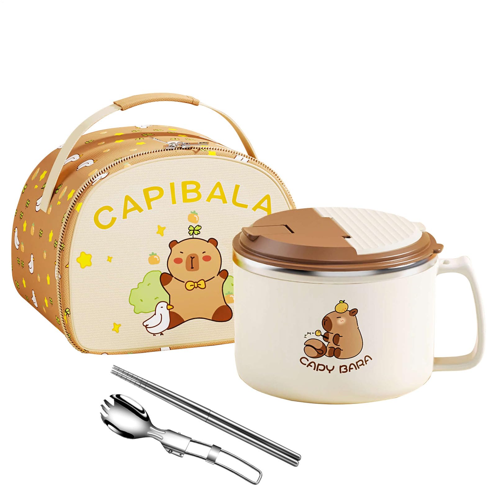 Juego De Tazón De , Adorable Diseño De Capybara, 1150 g, Cuenco De | Cocina Versátil, Plato De Sopa De Fideos Capybara, Diseño Portátil Ligero Para Sopa Fideos, Ensalada, Cereales