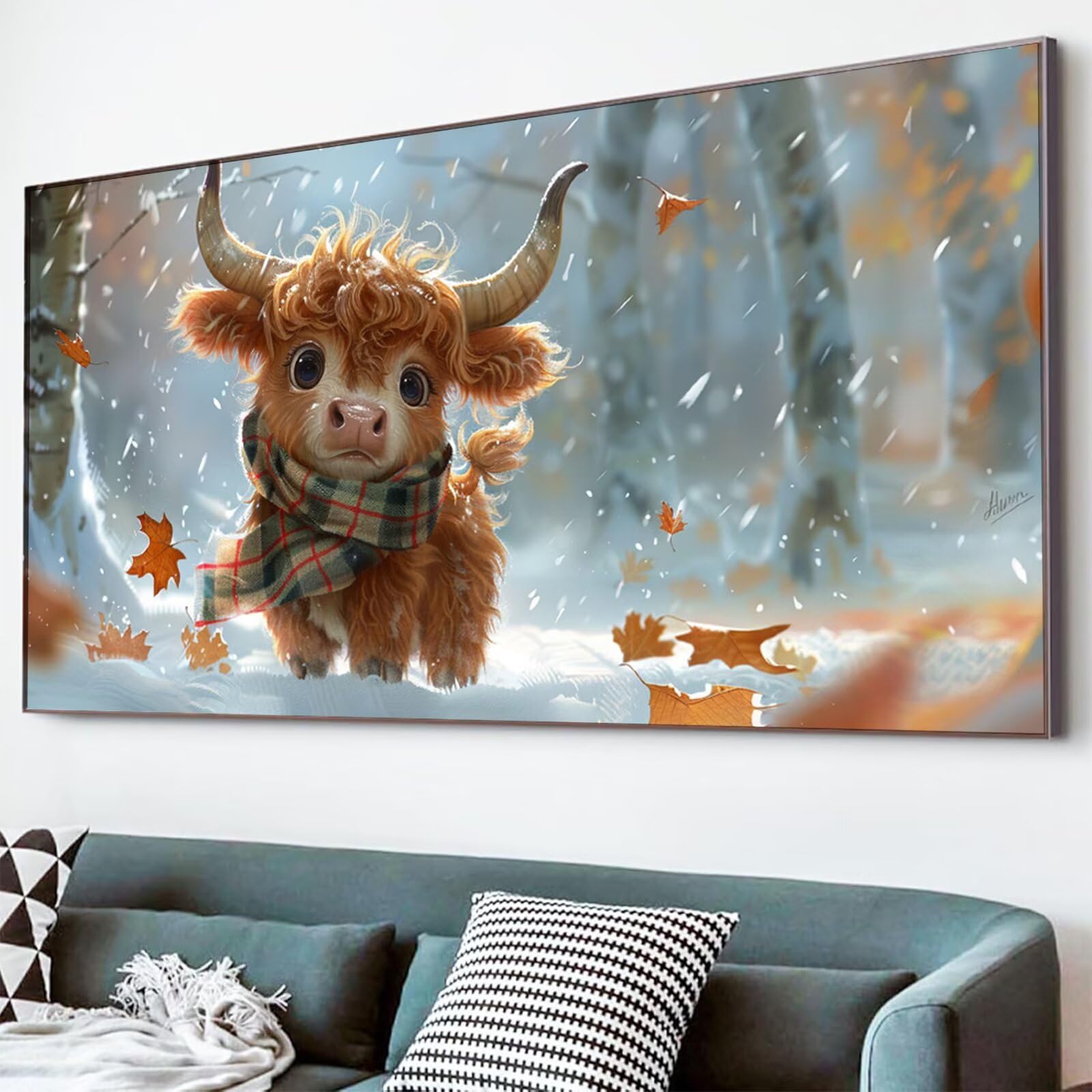 Diamond Painting Ochse Diamond Painting Erwachsene Niedlich Bastelset Kinder ab 6 Jahre Mosaikherstellung Kreatives Geschenke für Mädchen Anfänger,Diamant Strass Arts Craft Zimmer Deko 60x120cm Y5-408