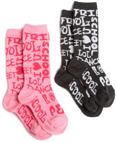 Jefferies Socks Girls 2-6X Graffiti 2 Pack Knee High Hipster