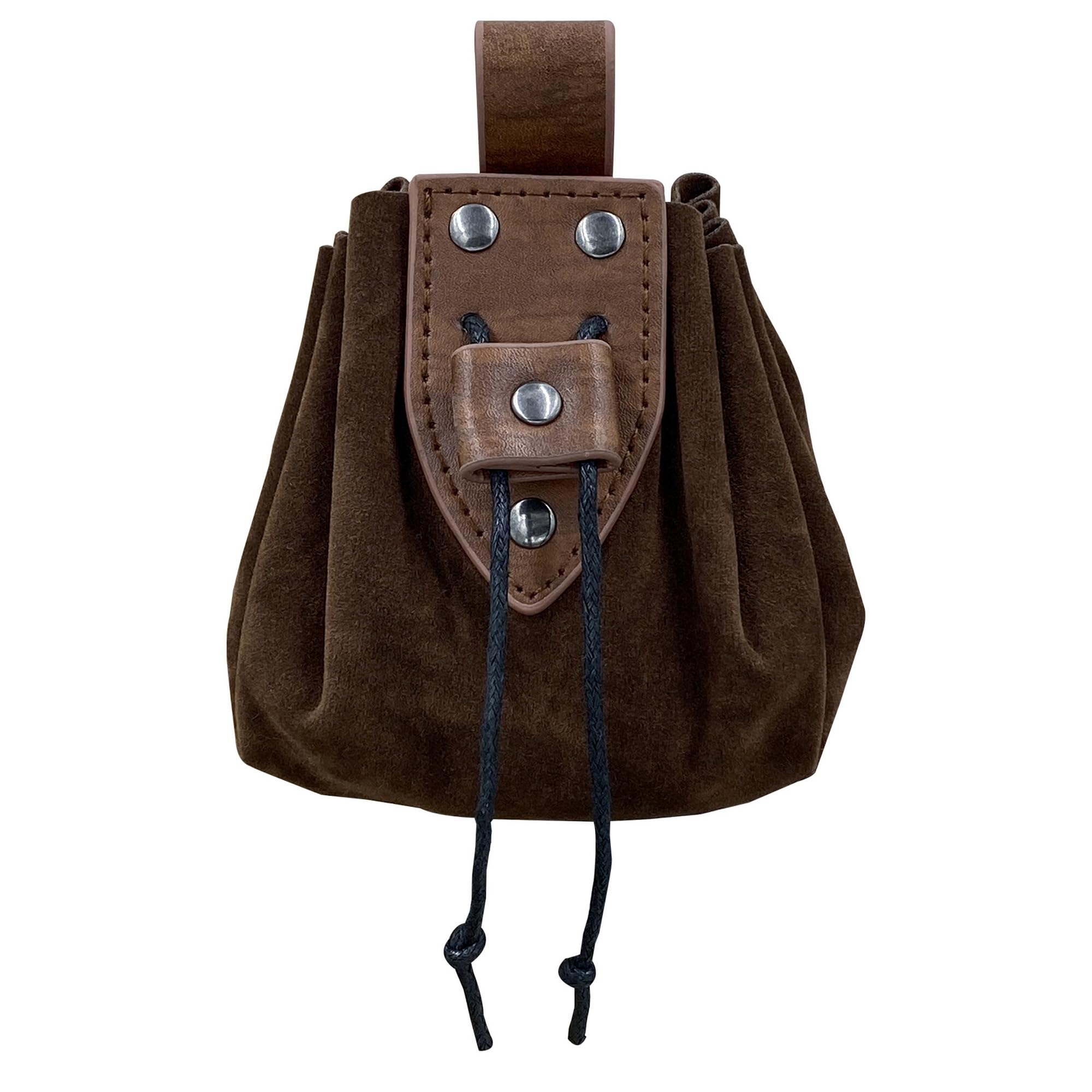 Vintage Medieval Faux Leather Bag,Renaissance Drawstring Belt Pouch,Viking Cosplay Portable Coin Purse,Middle Ages Dice Bag for LARP Ren Faire Costume Accessories (Brown B)