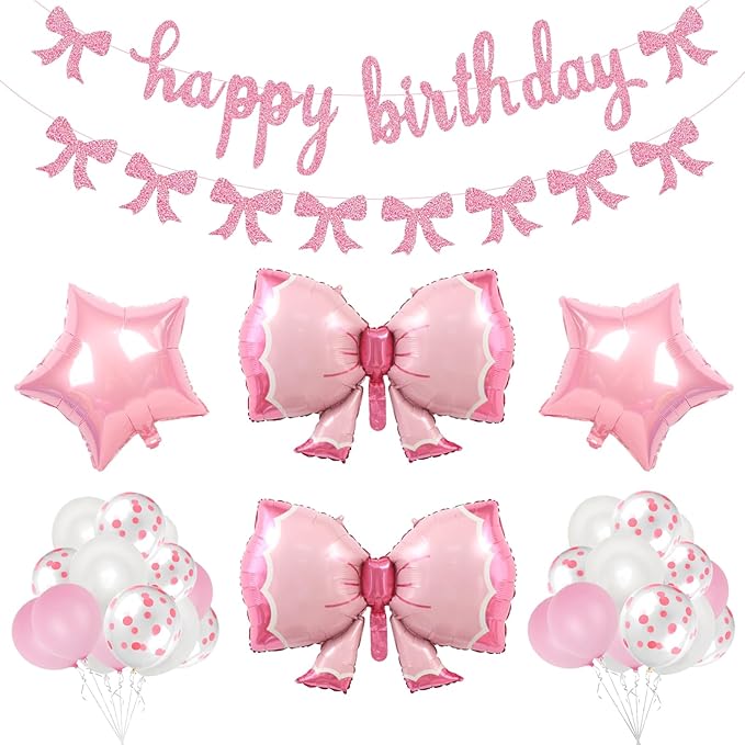 Pink Bow Birthday Party Decorations,Coquette Birthday