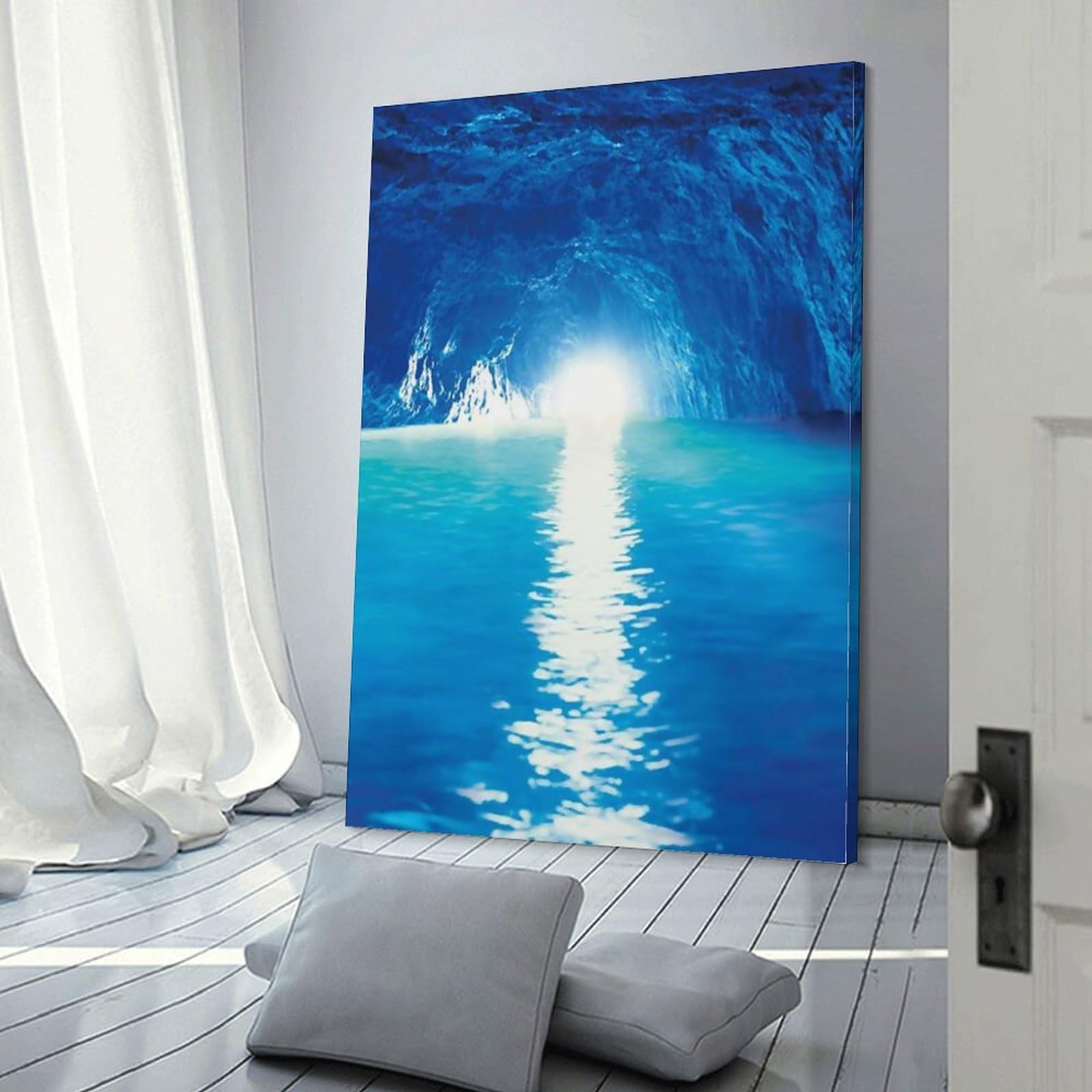 アート 絵画 インテリア 抽象画 テクスチャー ホテル 青 海