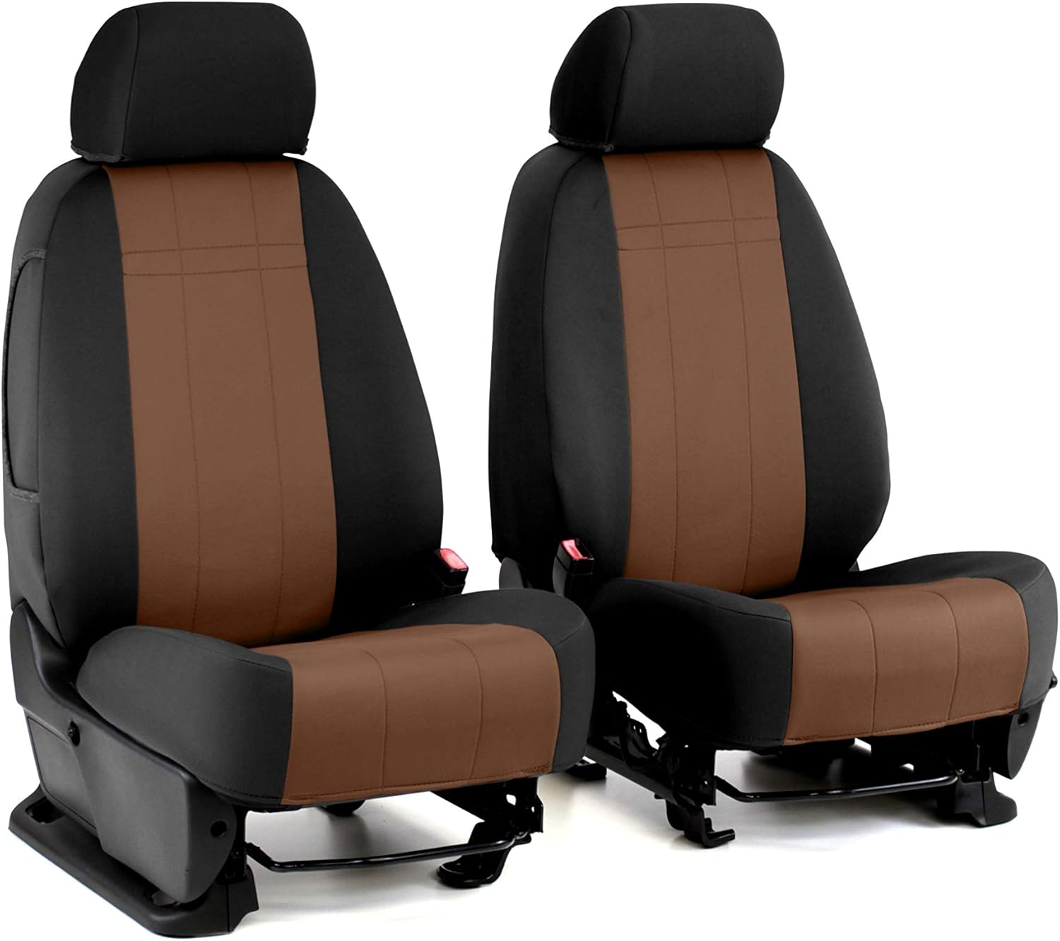 ShearComfort Front Seats Custom Neoprene-Style Seat Covers Compatible with Buick Encore (2013-2018) in Black w/Tan for Buckets w/Drivers Inner Arm and Adjustable Headrests and Passenger Fold F...