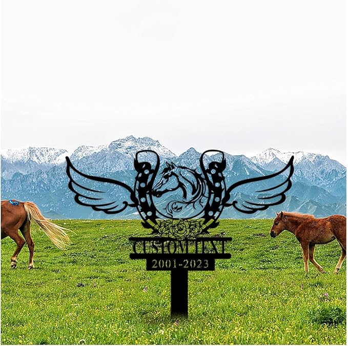 Lmuwecno Custom Name Number Metal Garden Stakes Horseshoe