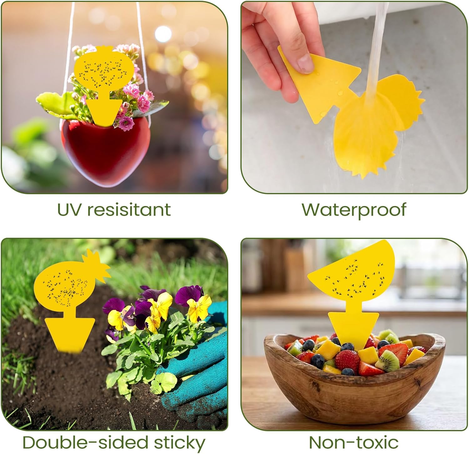 Qualirey 200 Sheets Fruit Fly Sticky Traps for Fruit Fly Gnat Trap for House Indoors Sticky Traps Catcher for Gnats Fungus Gnats Mosquito Catcher for Kitchen Outdoor Plants (Fresh Style, Yellow)