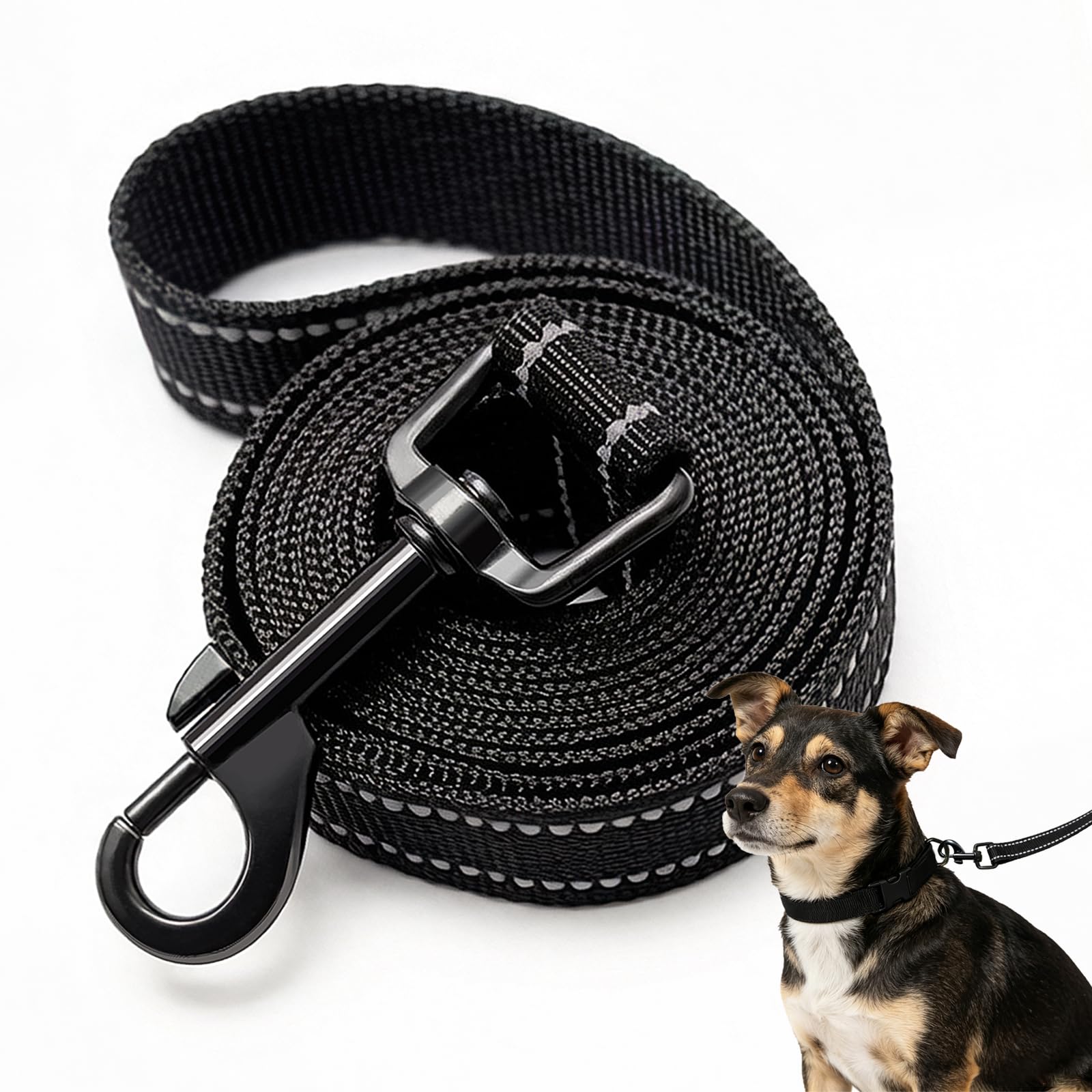 Gobiufy Dog Training Leads, 1.5M x 2CM Soft Durable Nylon Long Line Dog Lead for Small Medium Large Dogs Reflective Dog Leash for Safer Night Walking Training