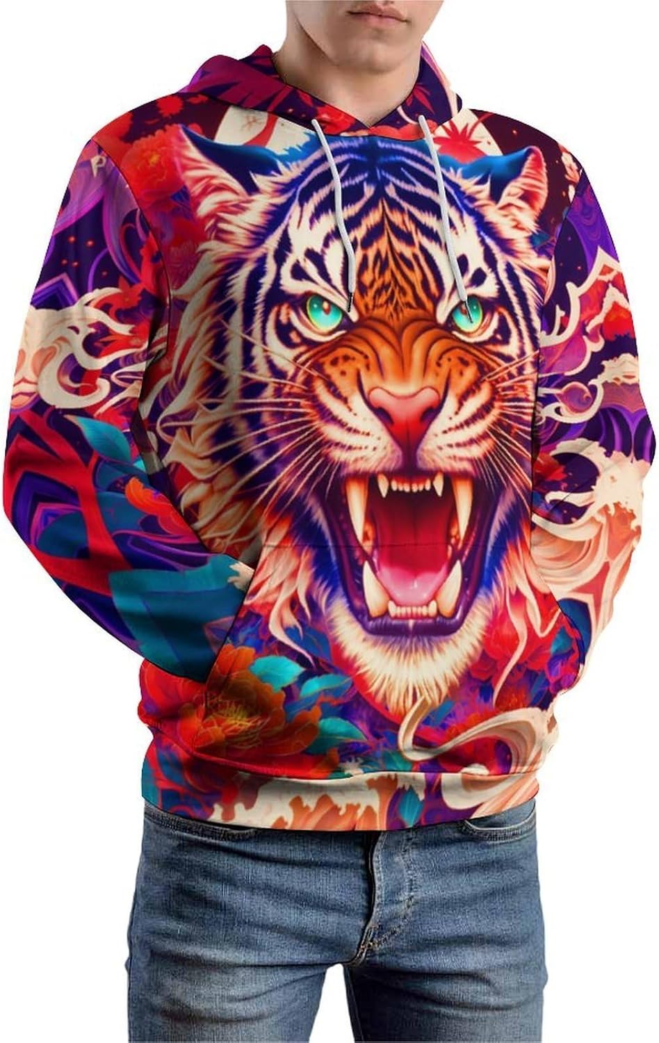 Unisex 3D Printed Hooded Sweatshirt Casual Pullover Hoodie with Big Pockets - Image 5