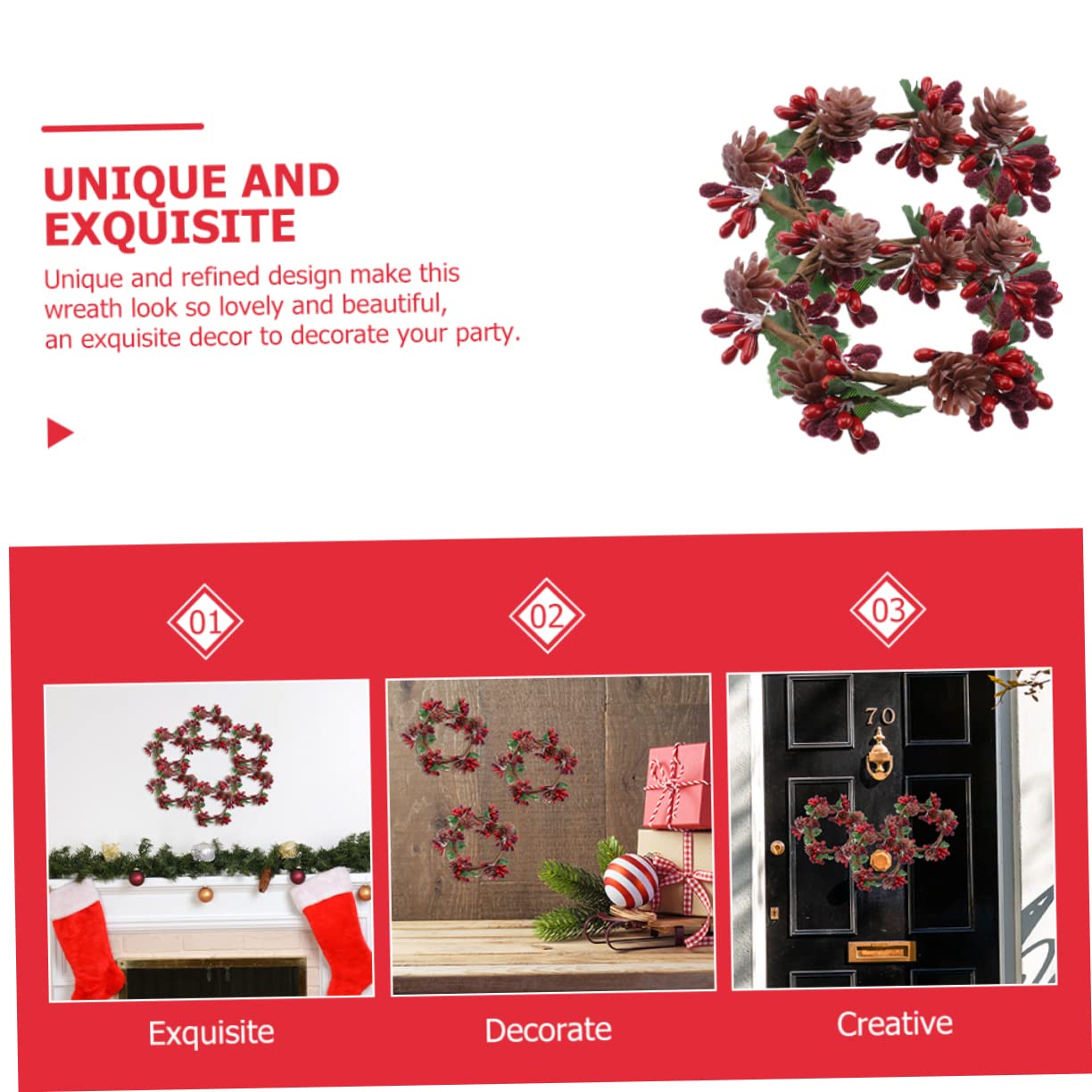 TOPBATHY 10 STK Kranz Weihnachtsgirlande Kerze Beerenkränze Tischdekorationen Weihnachtskerzenkränze Ringe Stumpenkerze Weihnachtskerzenständer Weihnachtskerzenhalter Kerzenringe Stoff