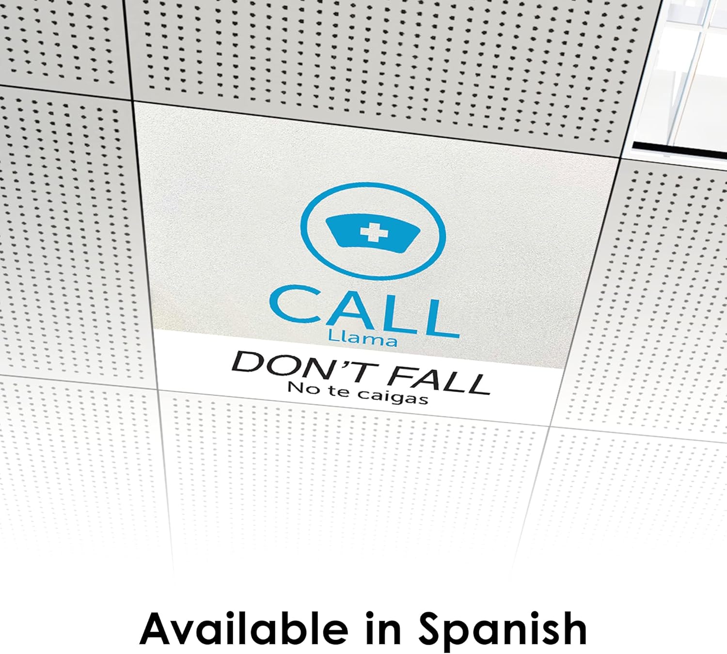 Ceiling Scenes - 'Call Don't Fall' Healthcare Facility Safety Acoustic Ceiling Tile - Yellow