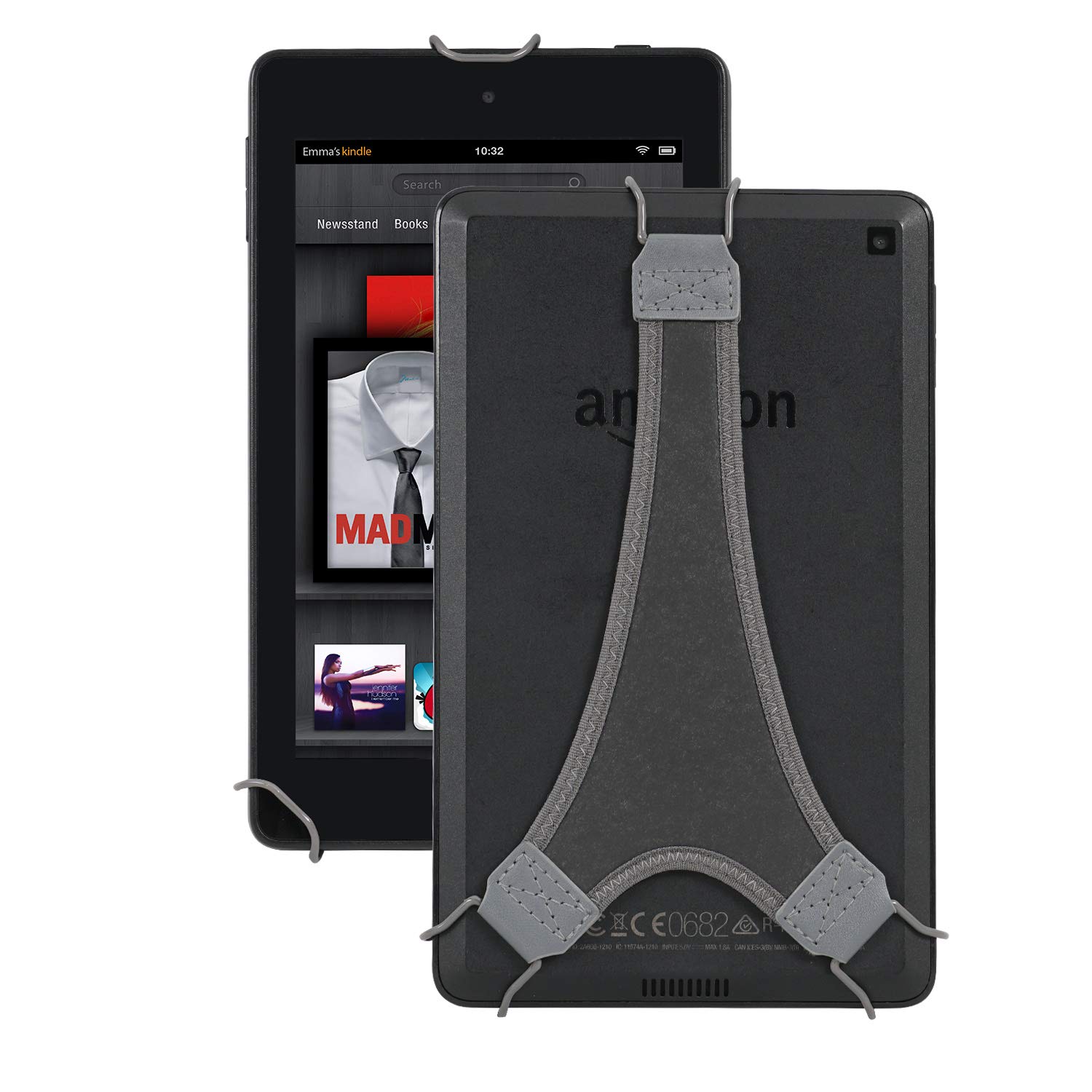 Supporto da polso con impugnatura per Kindle E-reader - Kindle e-reader 6" / Kindle Paperwhite/Kindle Voyage/Kindle Oasis/NOOK GlowLight Plus (grigio)