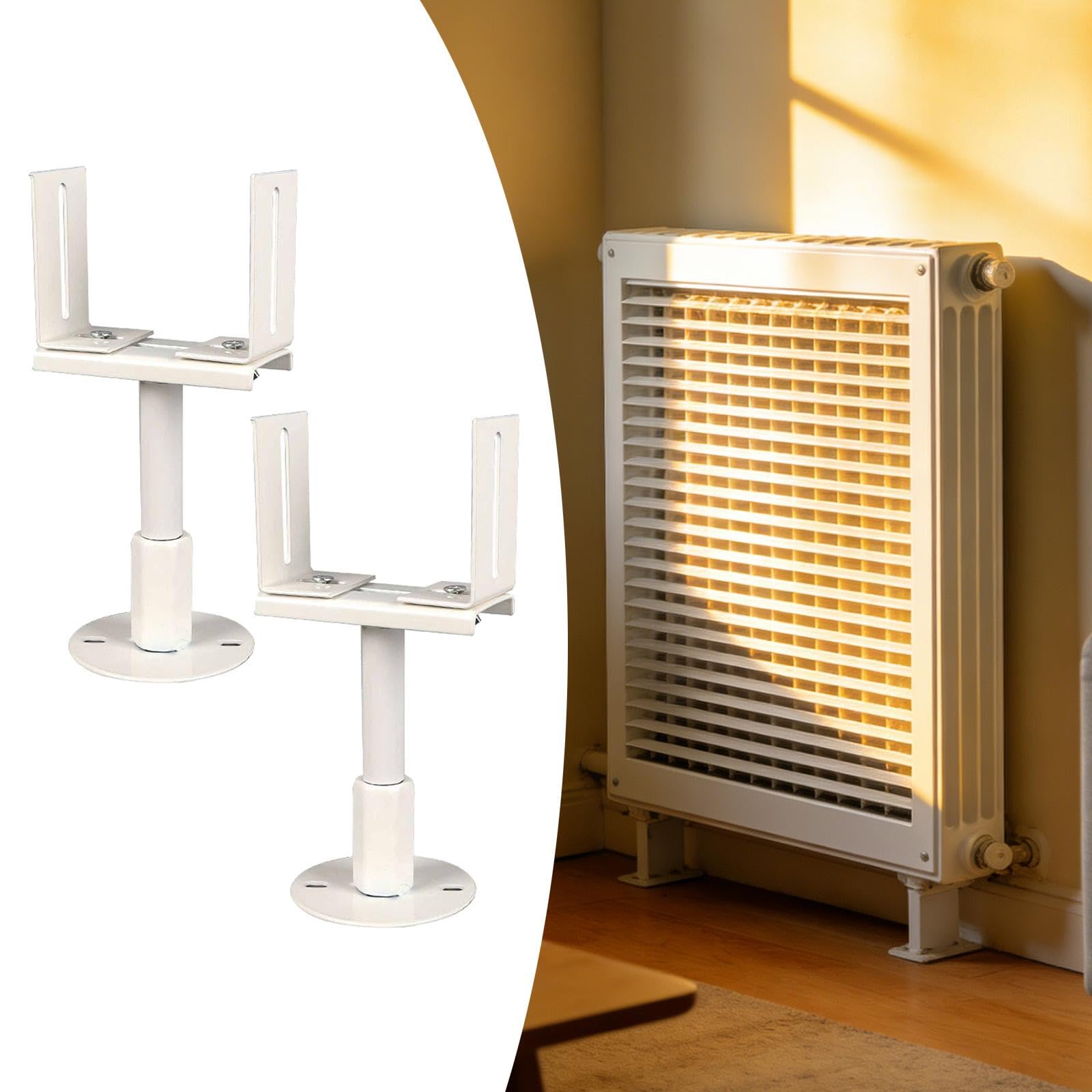 2 Piezas Soporte para Radiador Base de Calefacción L Adaptable Pie de Repuesto Instalación Fácil Material Acero Al Carbono Adecuado para Habitación Es, Altura de 11 a 16 Cm