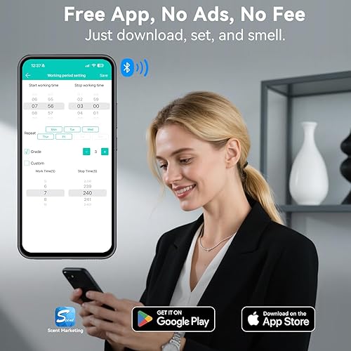 Miniatura 5 de Difusor enchufable, difusor de aceite sin agua, enchufe de pared de aceite esencial, control inteligente de aplicación Bluetooth, cobertura de hasta