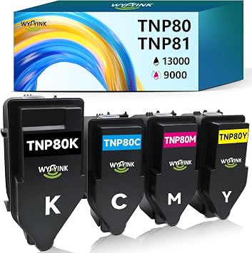 TNP80 TNP81 Toner Cartridge Replacement for Konica Minolta Bizhub C3320i C3300i C4000i Printers, TNP-80 TNP-81 Toner Cartridge for AAJW132 AAJW432 AAJW332 AAJW232 4 Pack
