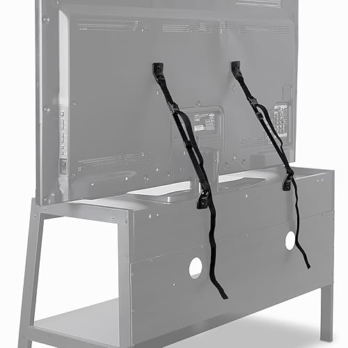Miniatura 5 de Mount-It! Correas de seguridad para TV, muebles, estantería, aparador y soportes de TV, kit de anclaje de televisión con correa antipunta para