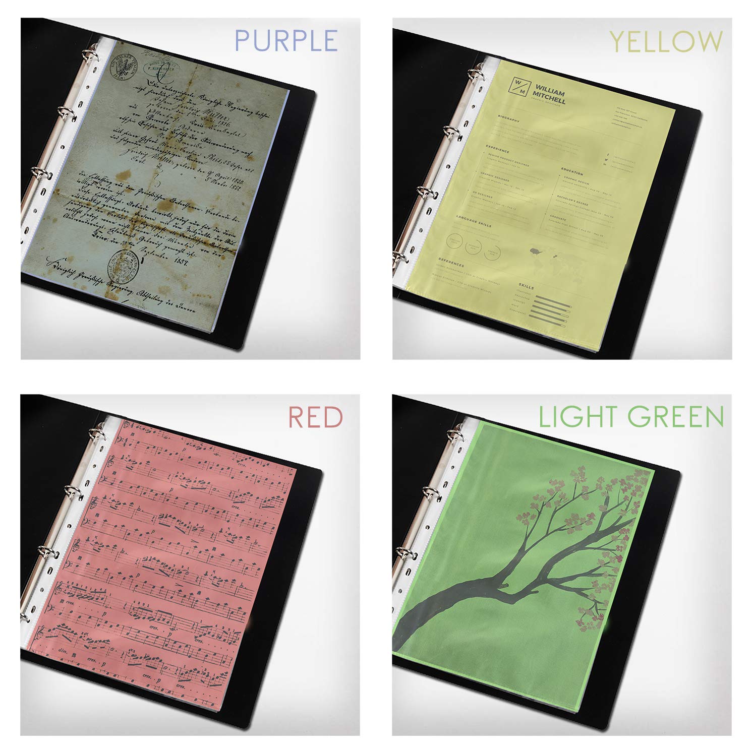 Buste Trasparenti A4 Con Perforazione - 104 Fogli Multicolore Per Raccoglitori Ad Anelli | PP Resistente - Foto 12