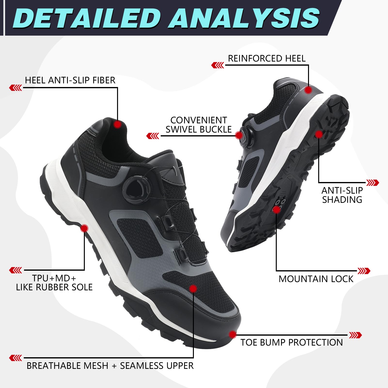 LZQpearl Herren Pro Fahrradschuhe, Unisex Mountainbike Schuh, Kompatibel mit Allen SPD Pedalplatten, Outdoor MTB Fahrradstiefel für Männer und Damen
