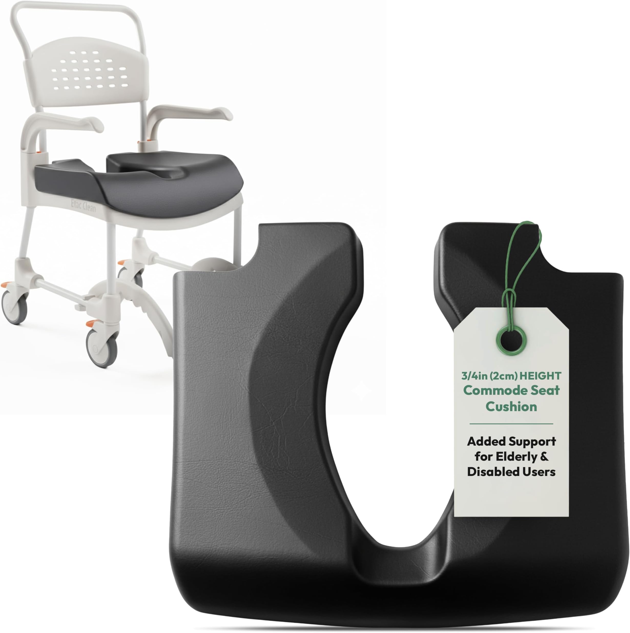 Etac Soft Comfort Seat - Commode Seat Cushion, 3/4 Inch Height - Compatible with Swift Mobil-2 & Clean Shower Chairs – Commode Cushion for Added Support for Elderly & Disabled Users