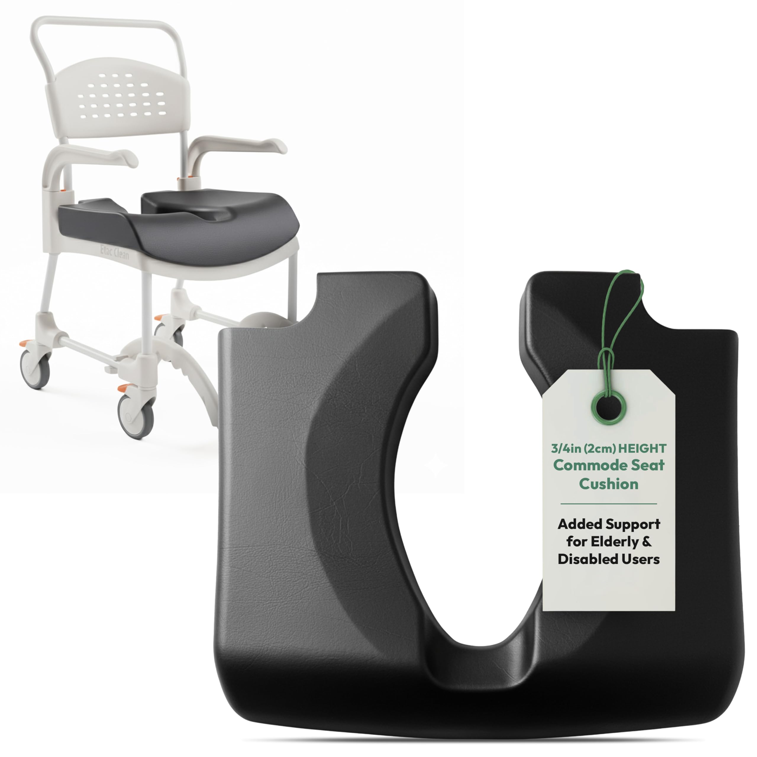 Etac Soft Comfort Seat - Commode Seat Cushion, 3/4 Inch Height - Compatible with Swift Mobile-2 & Clean Shower Chairs – Commode Cushion for Added Support for Elderly & Disabled Users