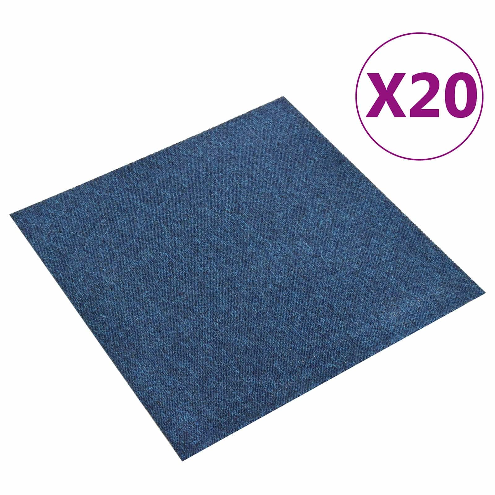 Juego de 20 baldosas de moqueta de 50 x 50 cm, de polipropileno, modulares para interiores, color azul oscuro, fáciles de limpiar, para salón y oficina