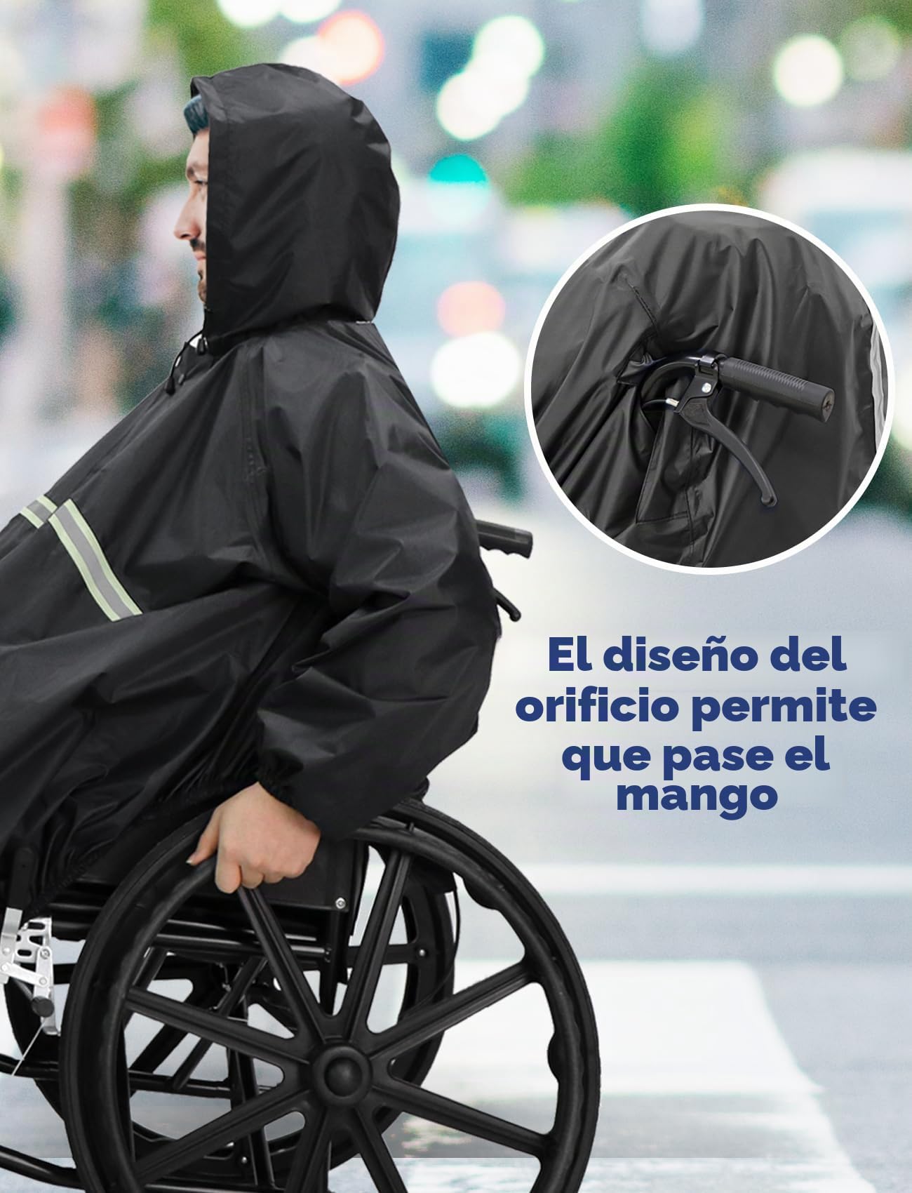 ANYOO Cubierta impermeable para silla de ruedas con mangas, poncho de lluvia ligero con bandas elásticas, protección para sillas de ruedas, talla única